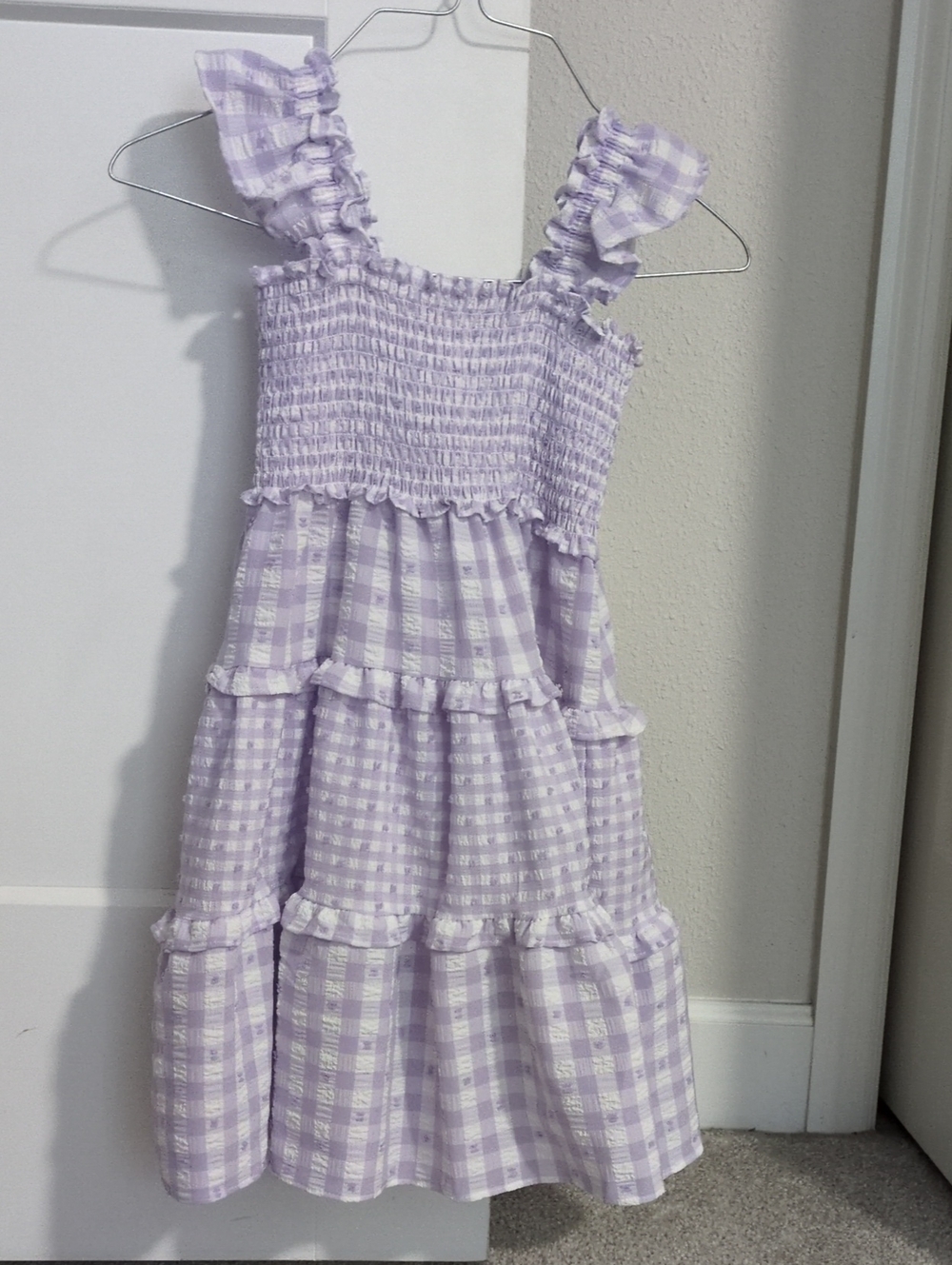 Bonnie Jean Lilac Gingham Ruffle Tiered Sundress